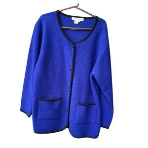 Vintage Jessica Holbrook size L boiled wool cardigan boxy oversized